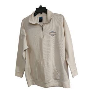 Coastal Culture Womens Sz XL Fleece Sweatshirt 1/4 Zip Cream Quebec Canada